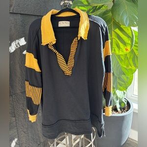 We The Free Black and Yellow V-Neck Sweater